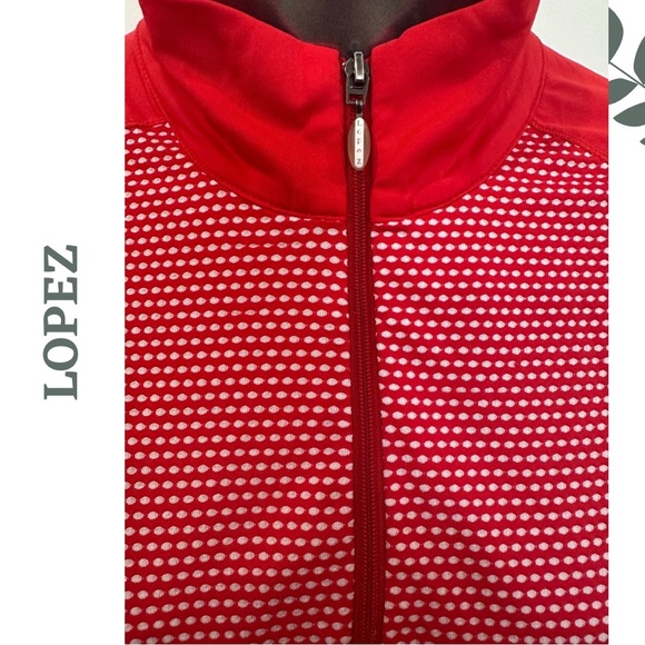 Lopez Women's Red White Zip-Up Short Sleeve Polo Top Contrast Print Size Medium - Picture 5 of 6